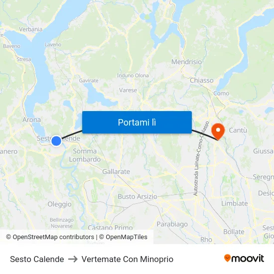 Sesto Calende to Vertemate Con Minoprio map