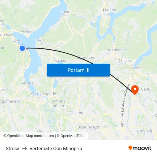 Stresa to Vertemate Con Minoprio map