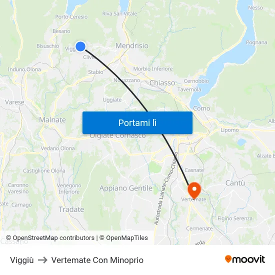 Viggiù to Vertemate Con Minoprio map