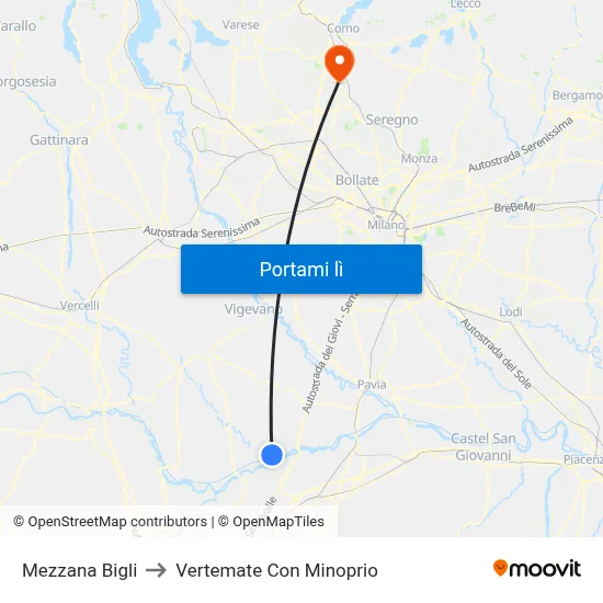 Mezzana Bigli to Vertemate Con Minoprio map