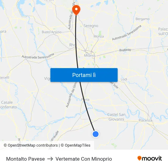 Montalto Pavese to Vertemate Con Minoprio map
