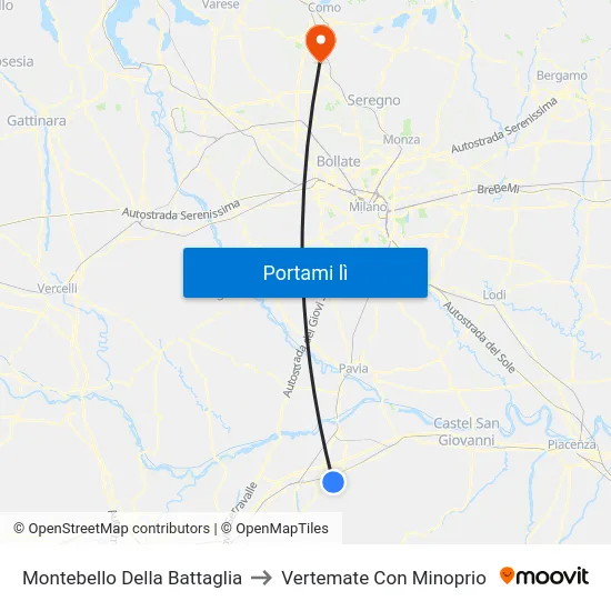 Montebello Della Battaglia to Vertemate Con Minoprio map