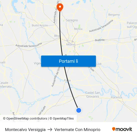 Montecalvo Versiggia to Vertemate Con Minoprio map