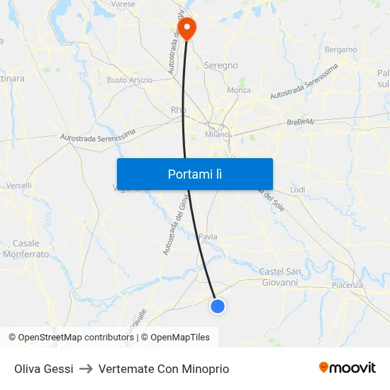 Oliva Gessi to Vertemate Con Minoprio map