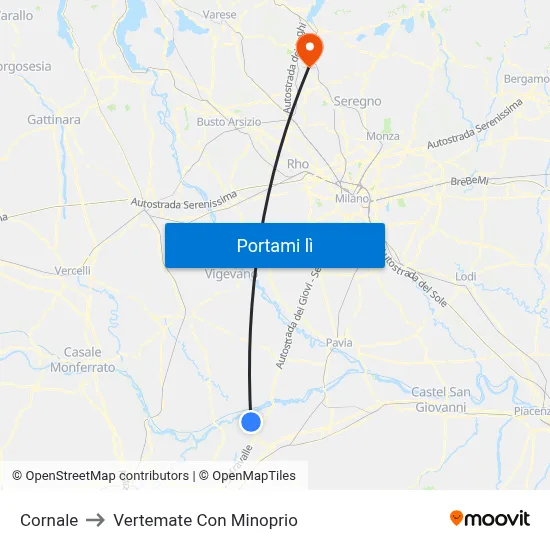 Cornale to Vertemate Con Minoprio map