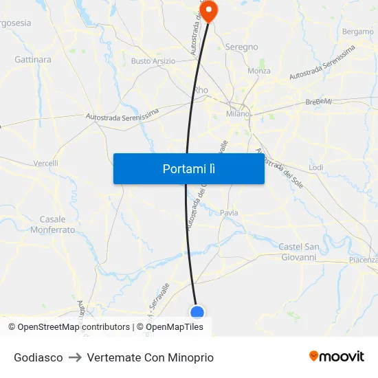 Godiasco to Vertemate Con Minoprio map