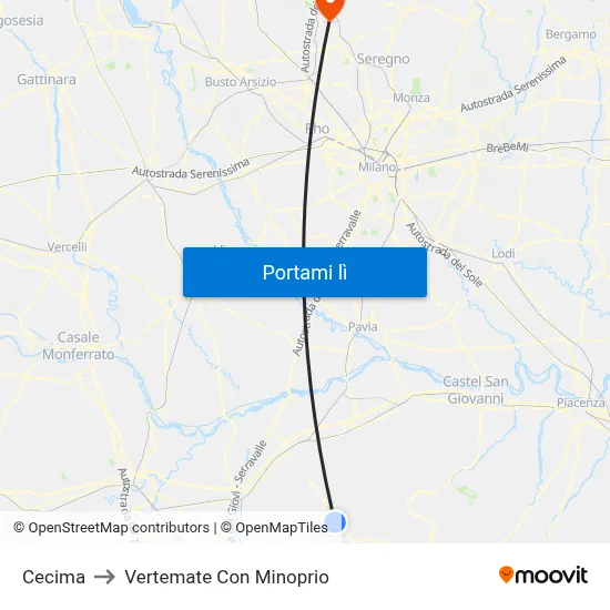 Cecima to Vertemate Con Minoprio map