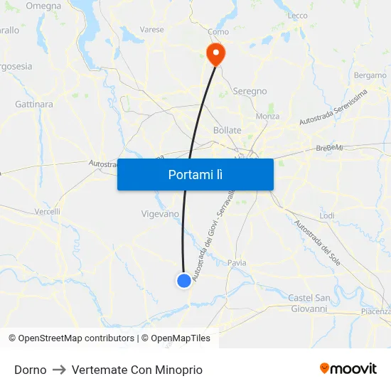 Dorno to Vertemate Con Minoprio map