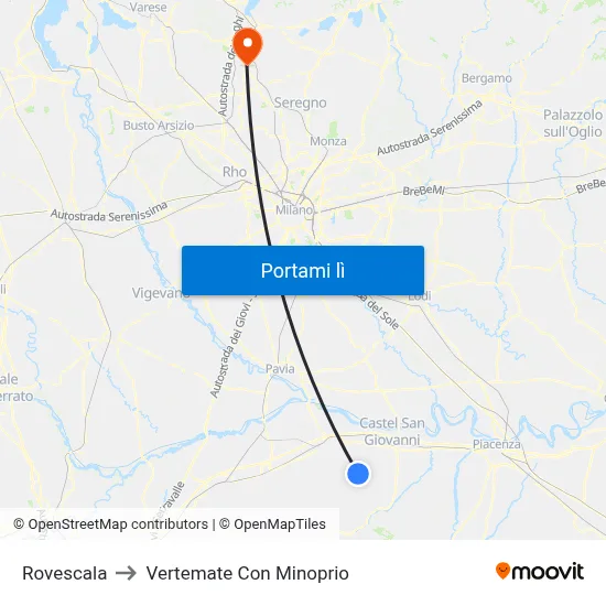 Rovescala to Vertemate Con Minoprio map