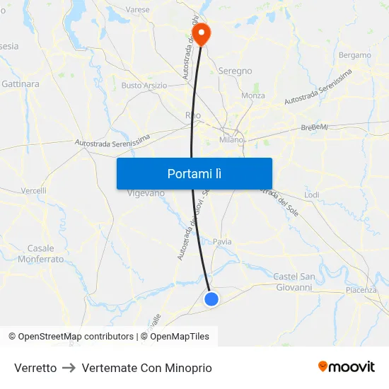 Verretto to Vertemate Con Minoprio map