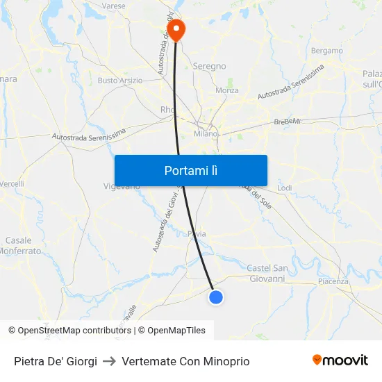 Pietra De' Giorgi to Vertemate Con Minoprio map