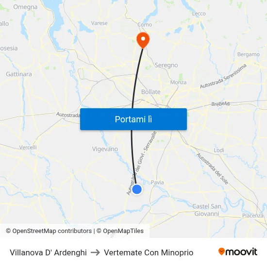 Villanova D' Ardenghi to Vertemate Con Minoprio map