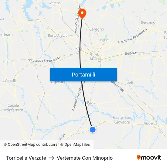 Torricella Verzate to Vertemate Con Minoprio map