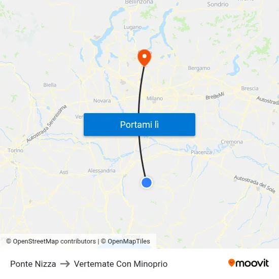 Ponte Nizza to Vertemate Con Minoprio map