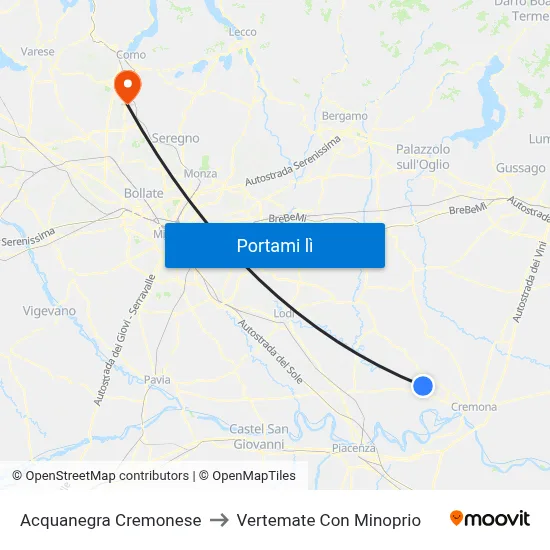 Acquanegra Cremonese to Vertemate Con Minoprio map