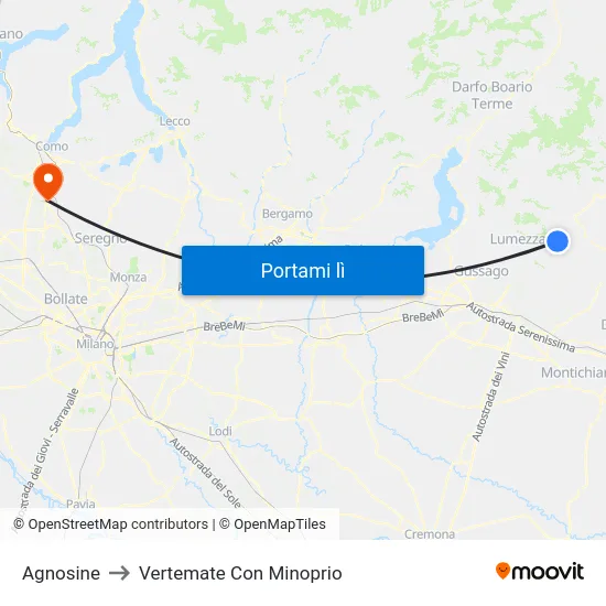 Agnosine to Vertemate Con Minoprio map