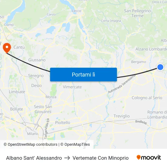 Albano Sant' Alessandro to Vertemate Con Minoprio map