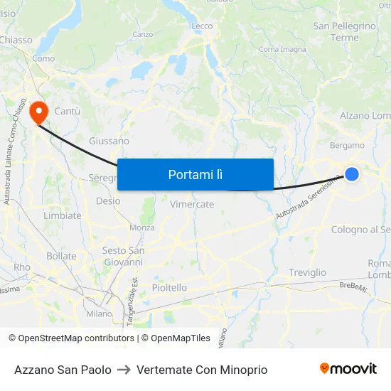 Azzano San Paolo to Vertemate Con Minoprio map