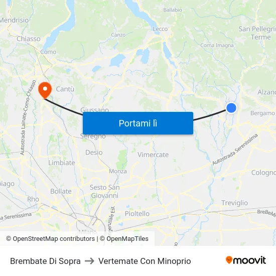 Brembate Di Sopra to Vertemate Con Minoprio map