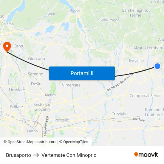 Brusaporto to Vertemate Con Minoprio map