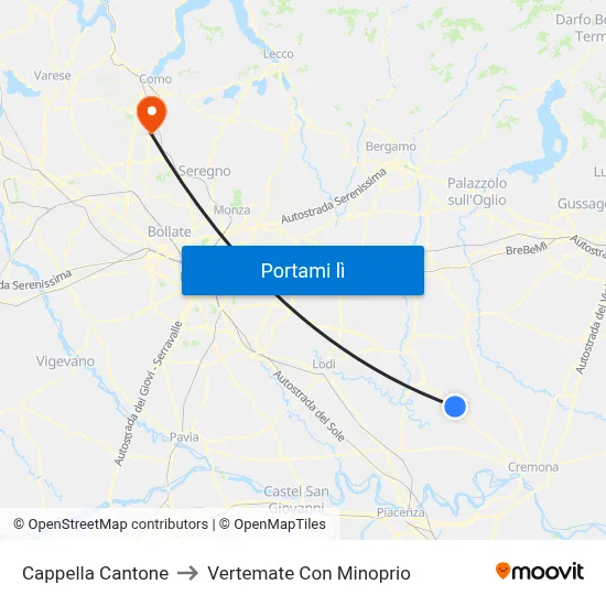 Cappella Cantone to Vertemate Con Minoprio map