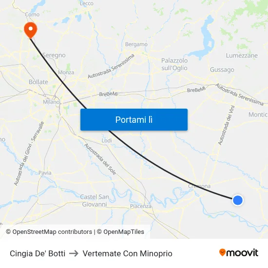 Cingia De' Botti to Vertemate Con Minoprio map