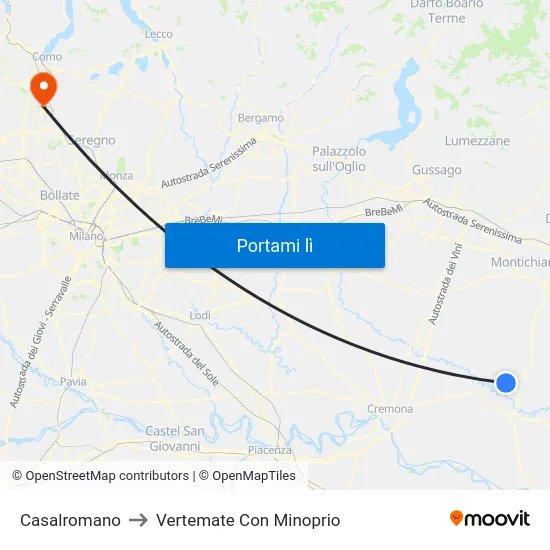 Casalromano to Vertemate Con Minoprio map