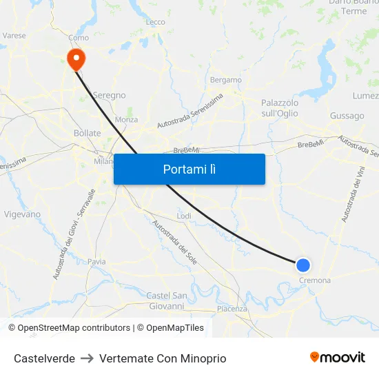 Castelverde to Vertemate Con Minoprio map