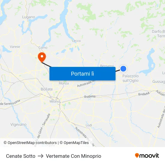 Cenate Sotto to Vertemate Con Minoprio map