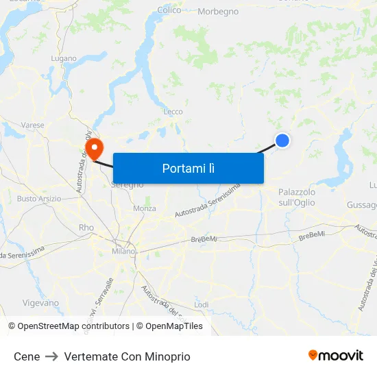 Cene to Vertemate Con Minoprio map