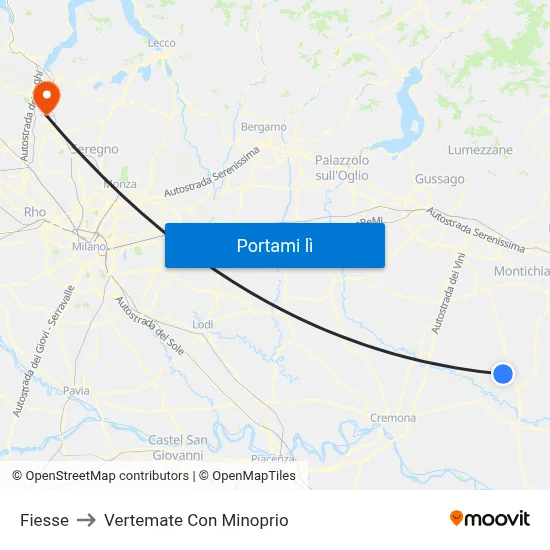 Fiesse to Vertemate Con Minoprio map
