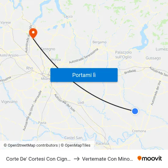 Corte De' Cortesi Con Cignone to Vertemate Con Minoprio map
