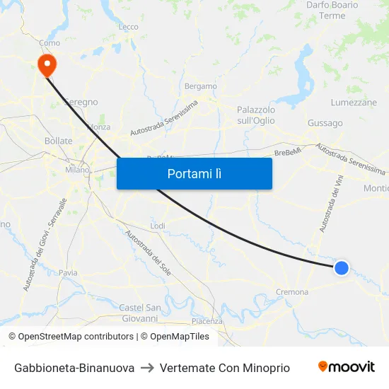 Gabbioneta-Binanuova to Vertemate Con Minoprio map