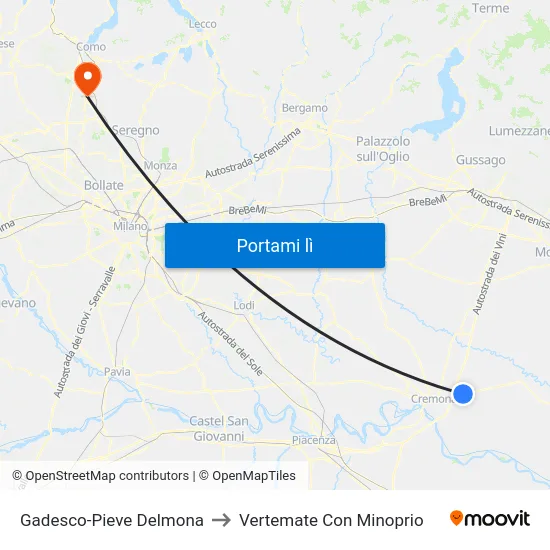Gadesco-Pieve Delmona to Vertemate Con Minoprio map