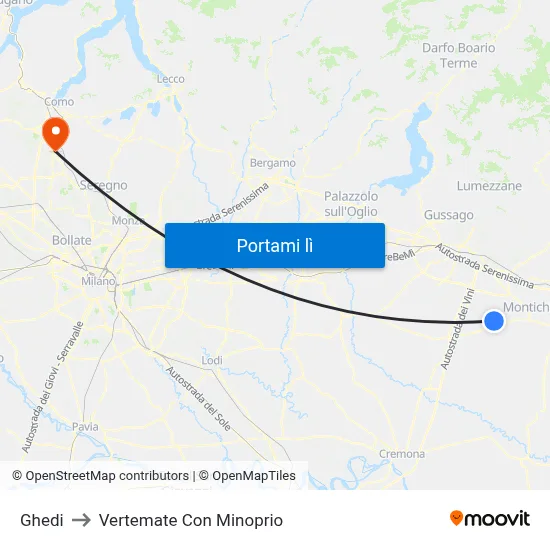 Ghedi to Vertemate Con Minoprio map