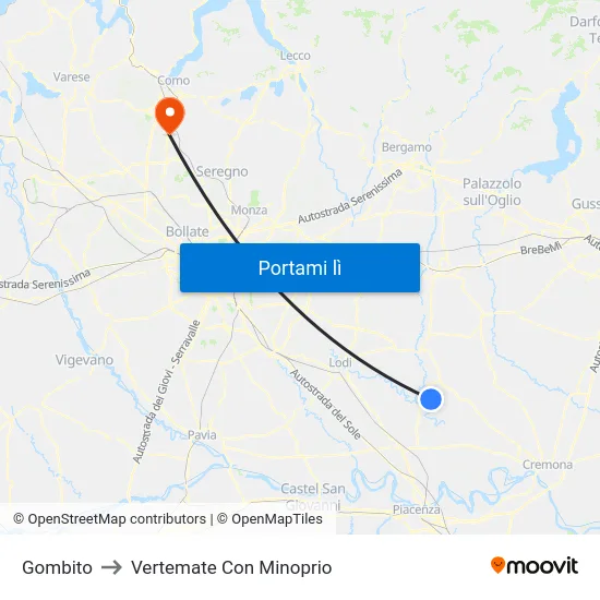 Gombito to Vertemate Con Minoprio map