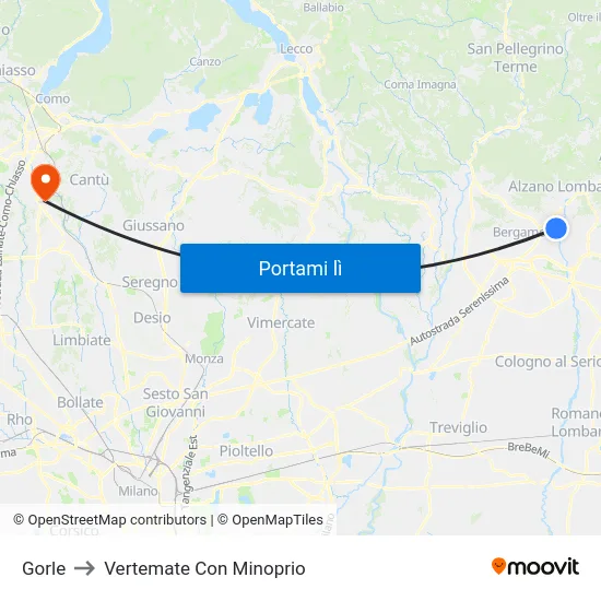 Gorle to Vertemate Con Minoprio map