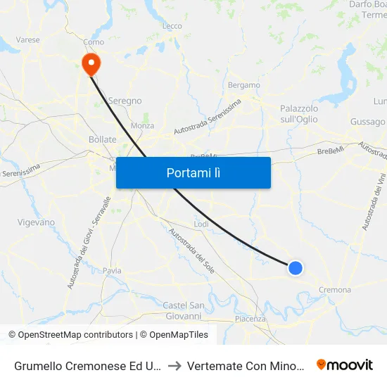 Grumello Cremonese Ed Uniti to Vertemate Con Minoprio map