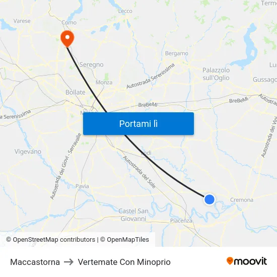 Maccastorna to Vertemate Con Minoprio map