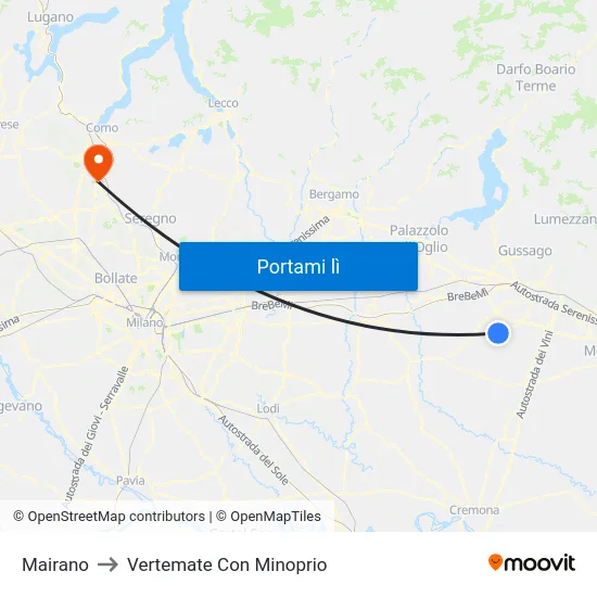 Mairano to Vertemate Con Minoprio map