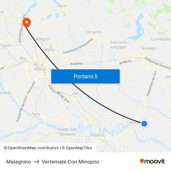 Malagnino to Vertemate Con Minoprio map
