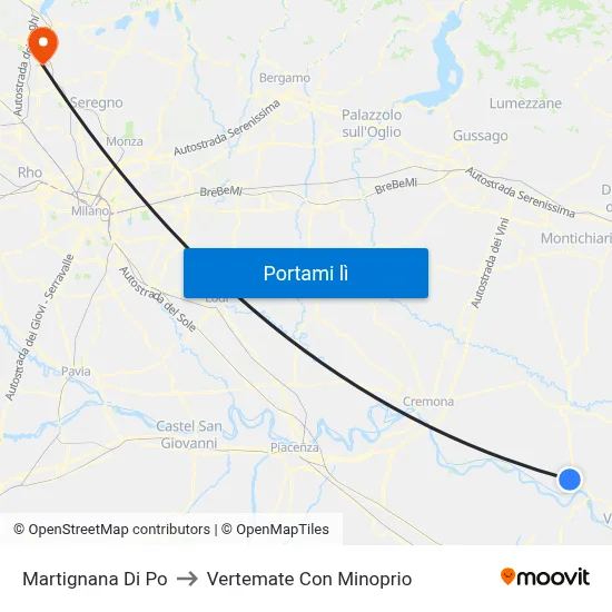 Martignana Di Po to Vertemate Con Minoprio map