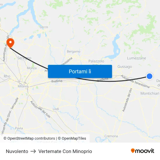 Nuvolento to Vertemate Con Minoprio map