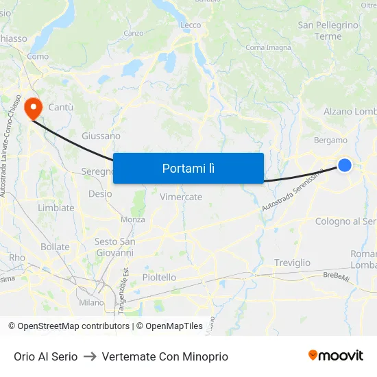 Orio Al Serio to Vertemate Con Minoprio map