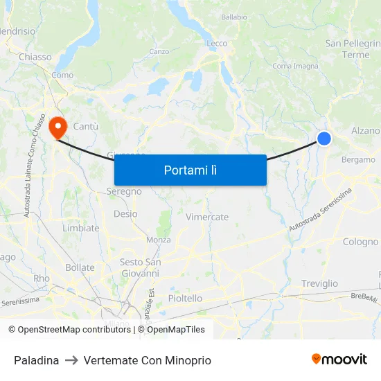 Paladina to Vertemate Con Minoprio map