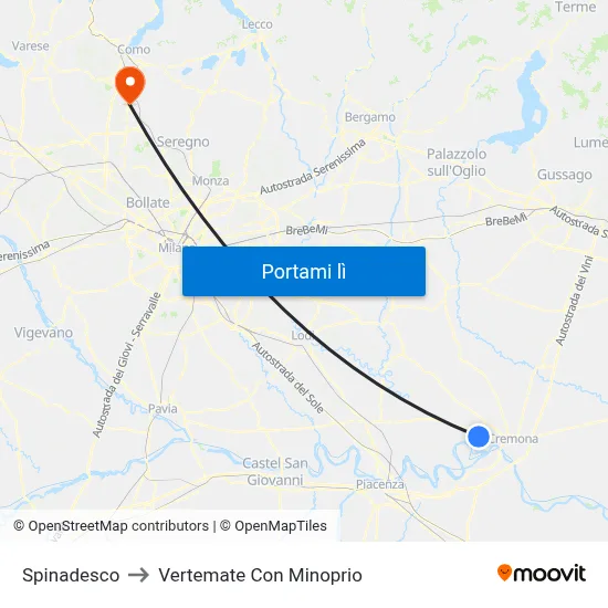 Spinadesco to Vertemate Con Minoprio map