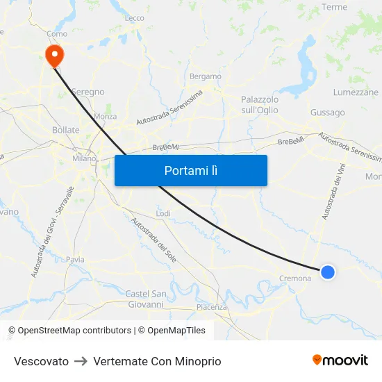 Vescovato to Vertemate Con Minoprio map
