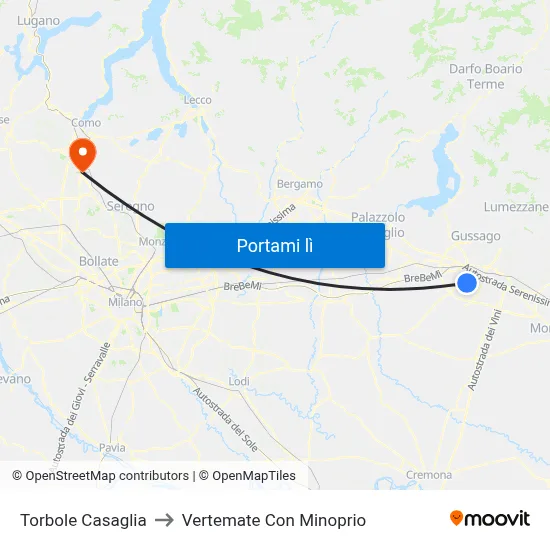 Torbole Casaglia to Vertemate Con Minoprio map