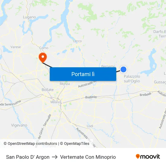 San Paolo D' Argon to Vertemate Con Minoprio map