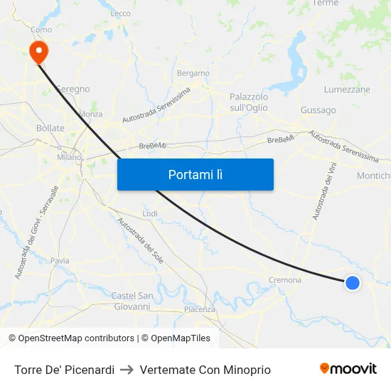 Torre De' Picenardi to Vertemate Con Minoprio map